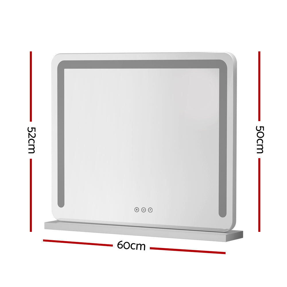 Mirrors: Embellir Makeup Mirror 60x50cm Hollywood Vanity with LED Light Tabletop White