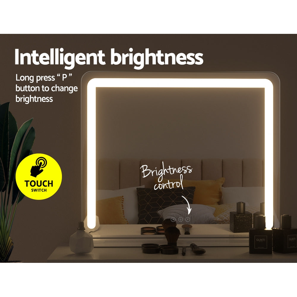Mirrors: Embellir Makeup Mirror 60x50cm Hollywood Vanity with LED Light Tabletop White