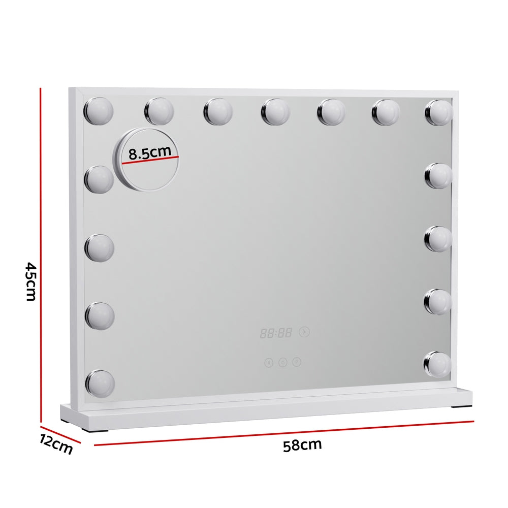 Mirrors: Embellir Makeup Mirror 58x45cm Hollywood Vanity with LED Light Tabletop White