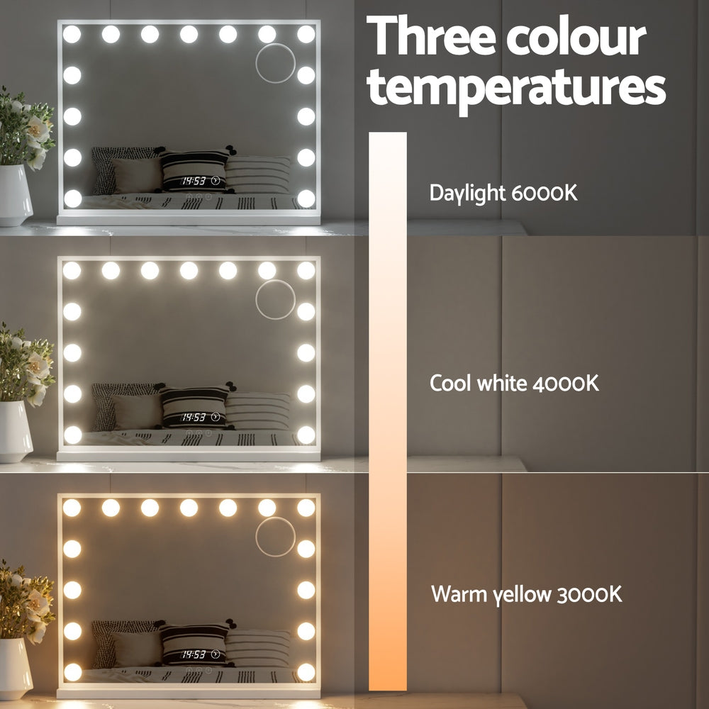 Mirrors: Embellir Makeup Mirror 58x45cm Hollywood Vanity with LED Light Tabletop White