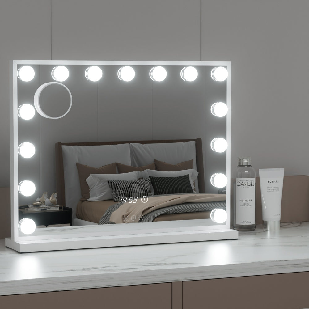 Mirrors: Embellir Makeup Mirror 58x45cm Hollywood Vanity with LED Light Tabletop White