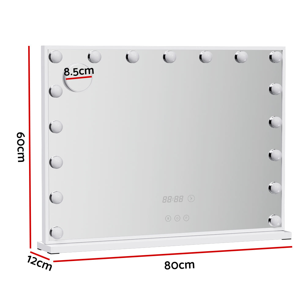Makeup Mirrors: Embellir Makeup Mirror 80x60cm Hollywood Vanity with LED Light Tabletop White
