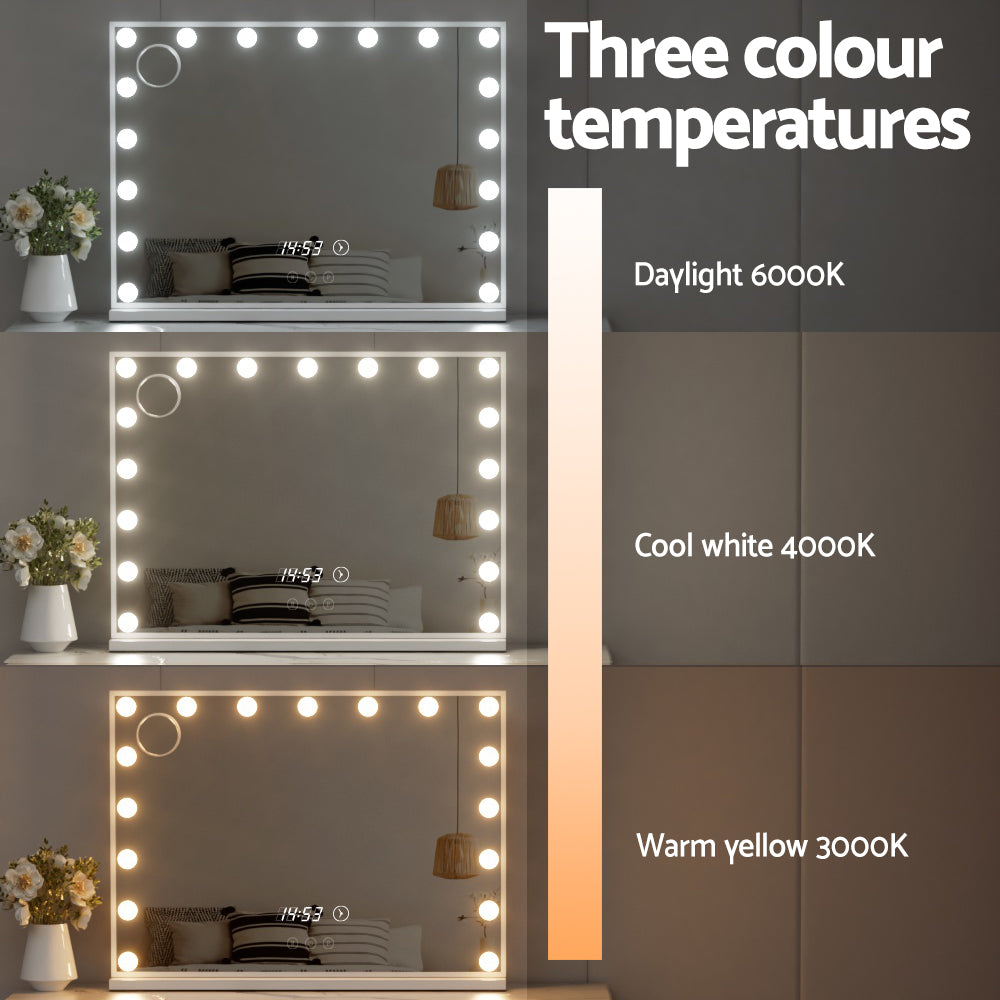 Makeup Mirrors: Embellir Makeup Mirror 80x60cm Hollywood Vanity with LED Light Tabletop White