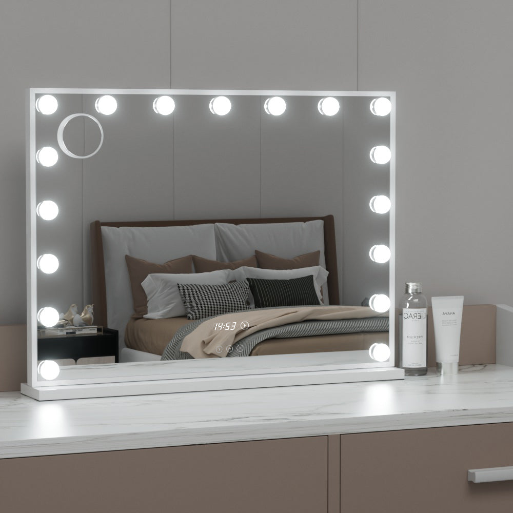 Makeup Mirrors: Embellir Makeup Mirror 80x60cm Hollywood Vanity with LED Light Tabletop White