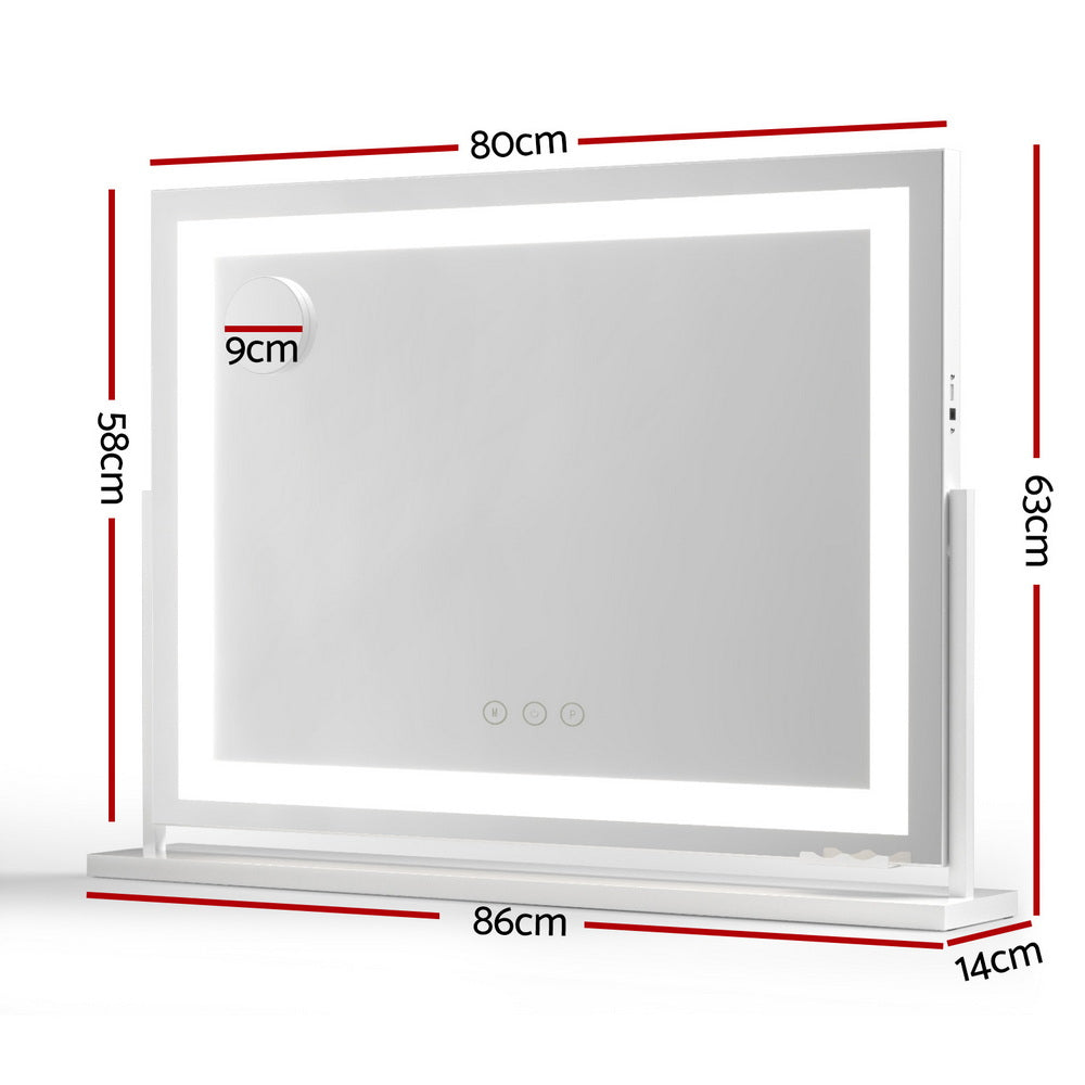 Makeup Mirrors: Embellir Makeup Mirror 80x58cm 360～ Rotatable Vanity Mirror with Lights Bright Light Strip Adjustable