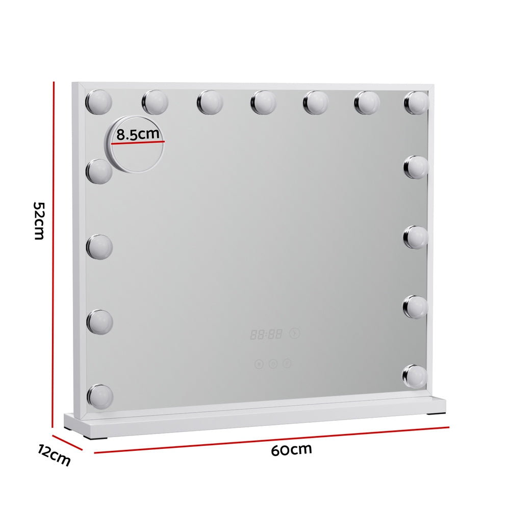 Makeup Mirrors: Embellir Makeup Mirror 60x52cm Hollywood Vanity with LED Light Tabletop White