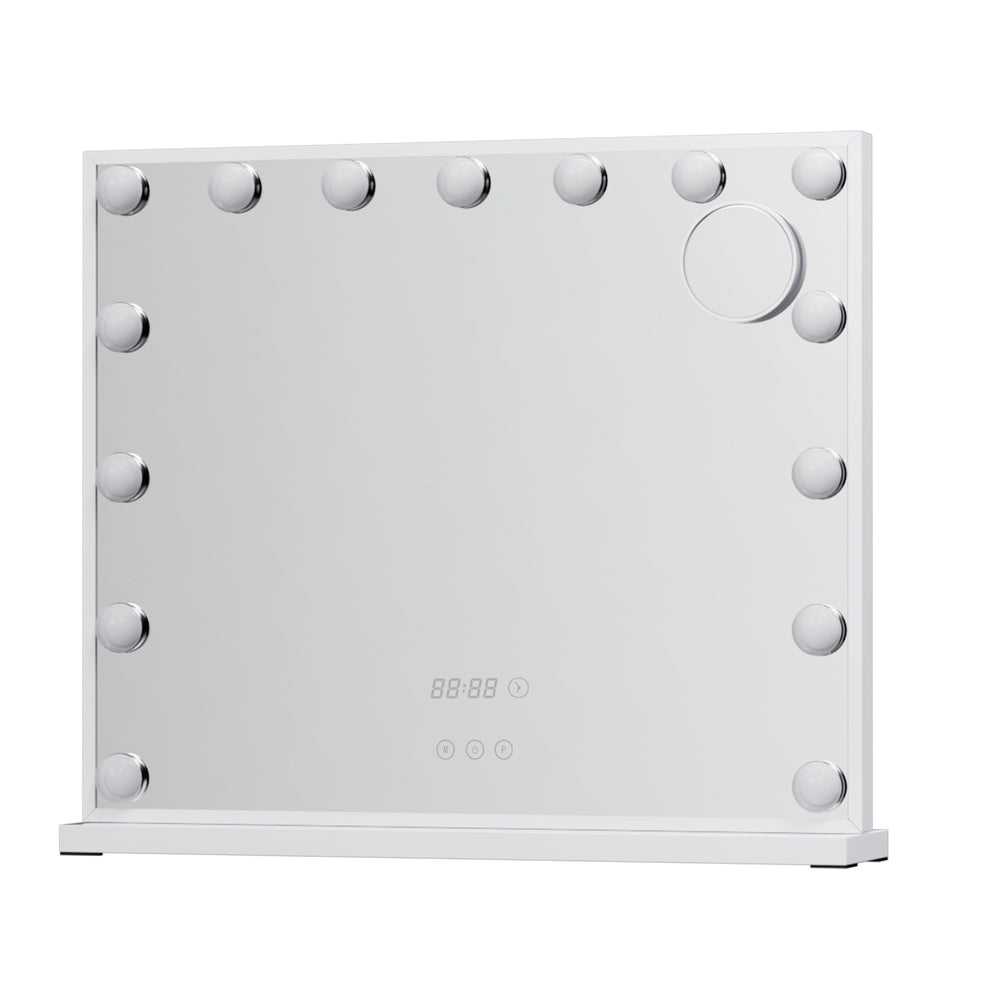 Makeup Mirrors: Embellir Makeup Mirror 60x52cm Hollywood Vanity with LED Light Tabletop White