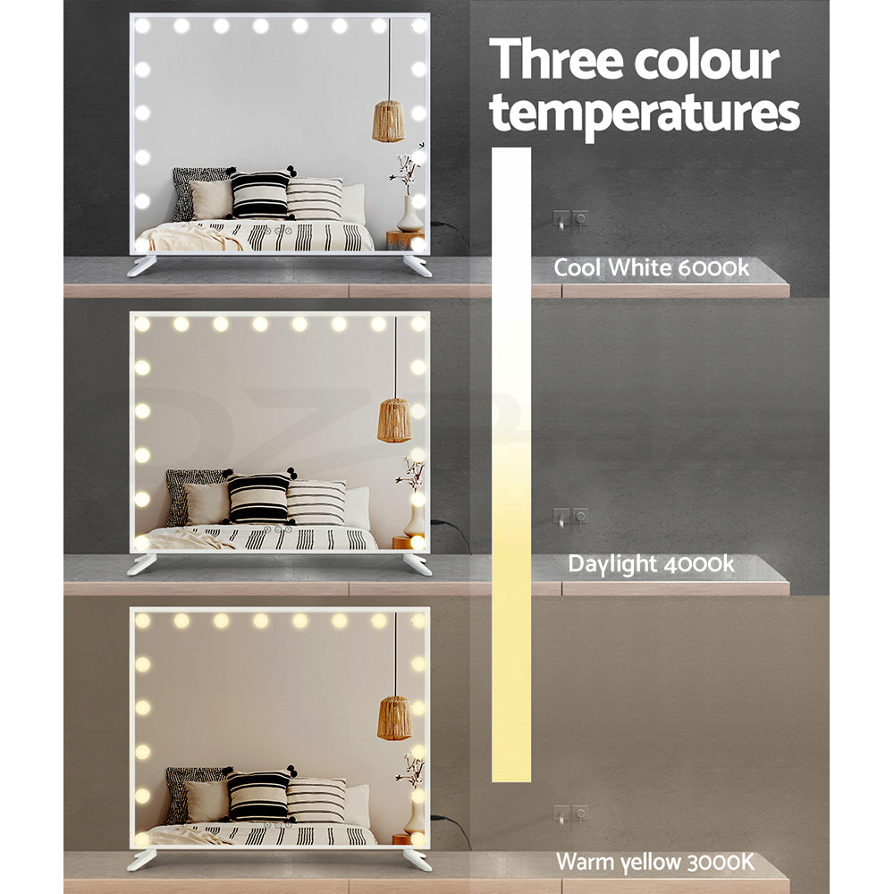 Mirrors: 80x65cm Embellir Makeup Mirror Hollywood Vanity with LED Light White Frame