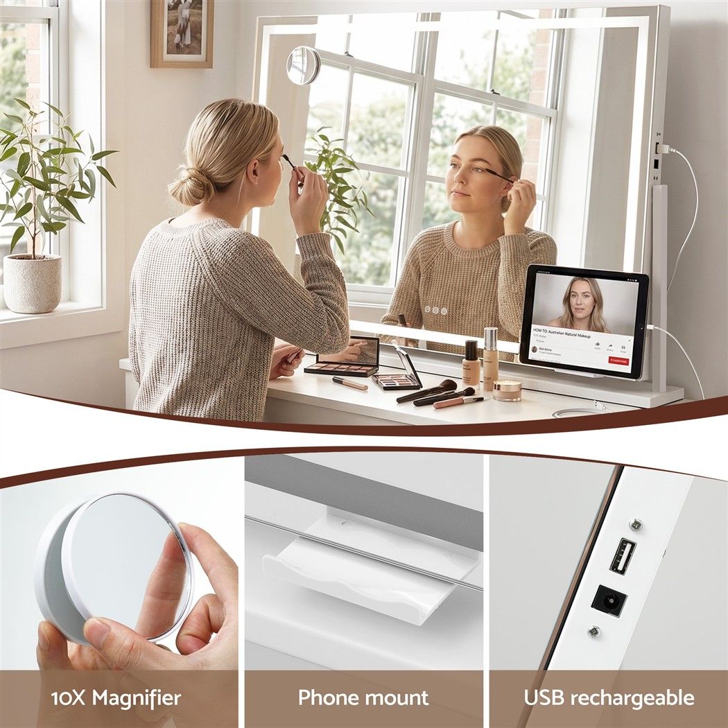Embellir 100x70cm Makeup Mirror 360 degree Rotatable Vanity Mirror 10x magnifing