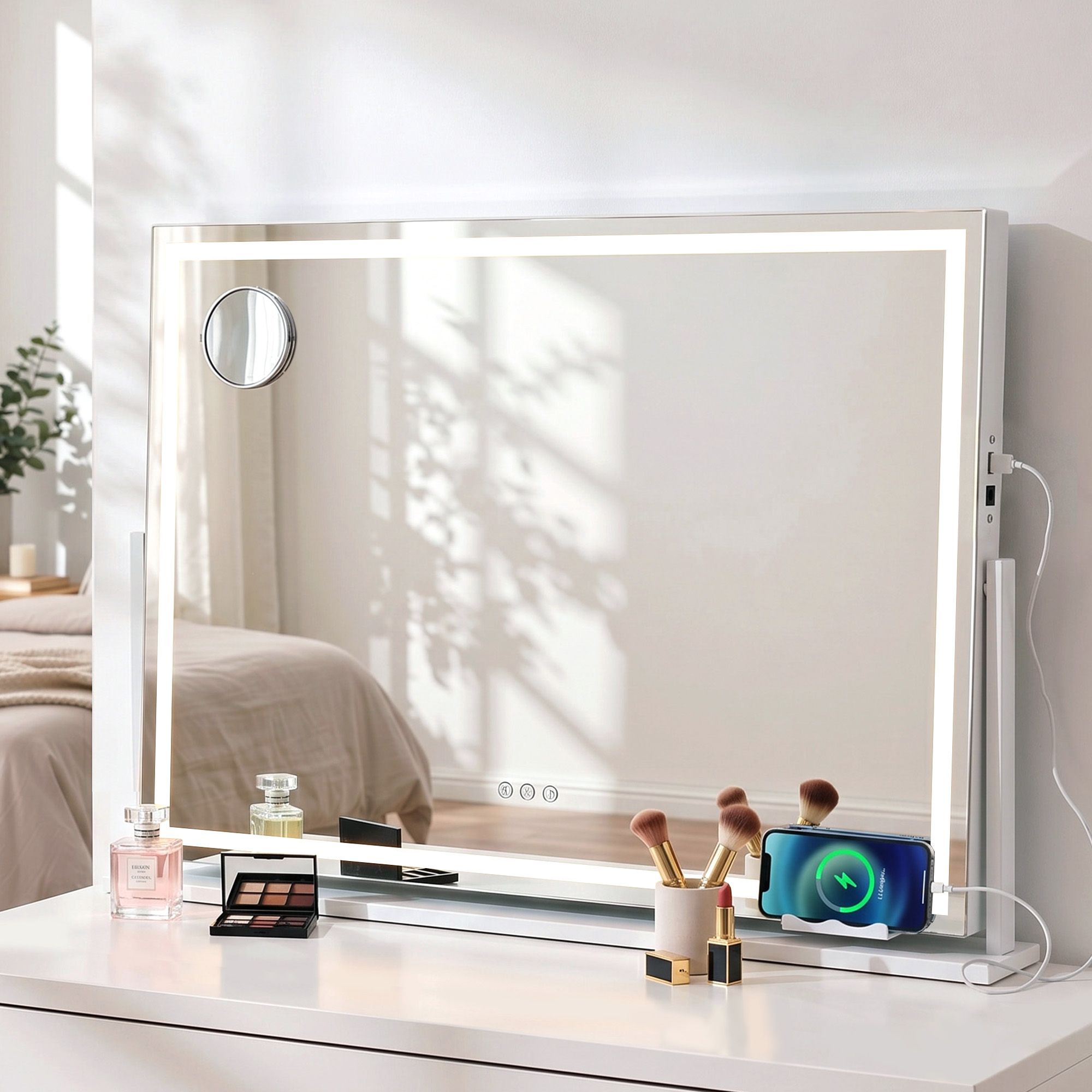 Embellir 100x70cm Makeup Mirror 360 degree Rotatable Vanity Mirror 10x magnifing