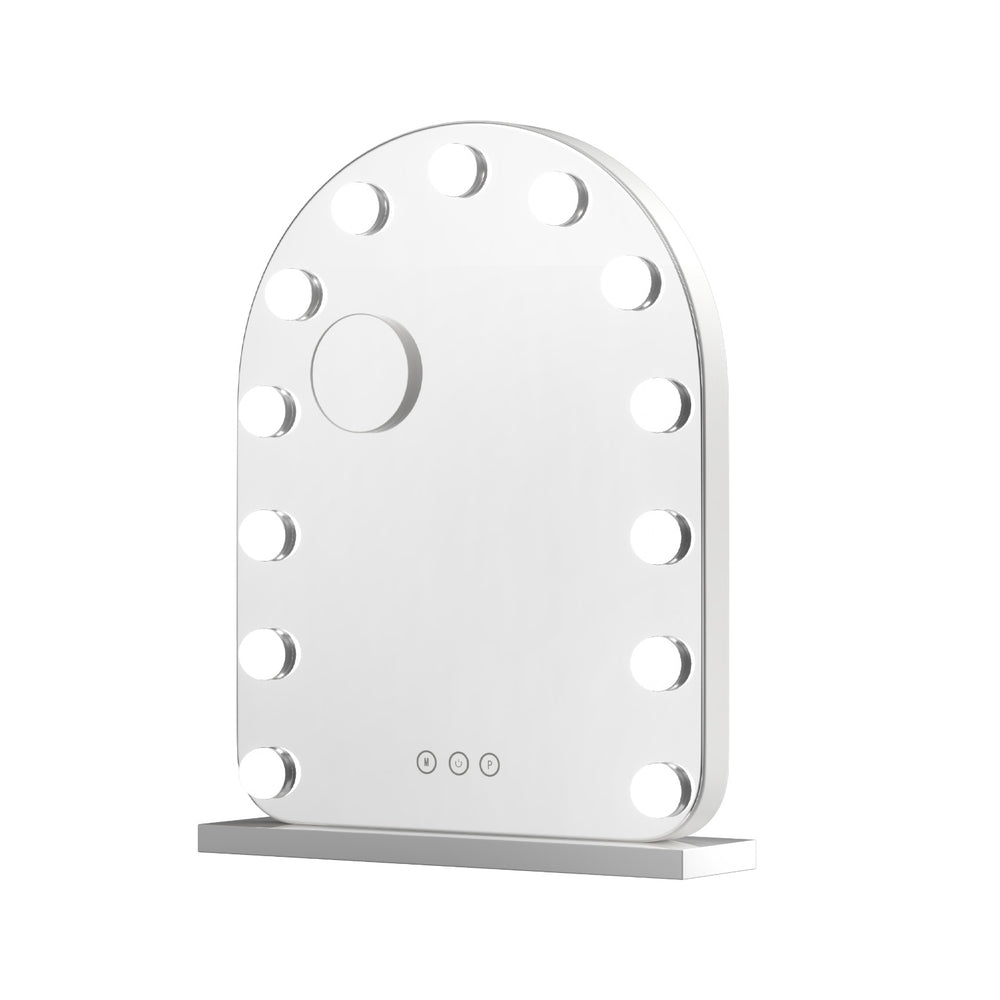 Makeup Mirrors: Embellir Makeup Mirror 40x50cm Dressing Vanity LED Bulb Light with 5x Magnification White Arch