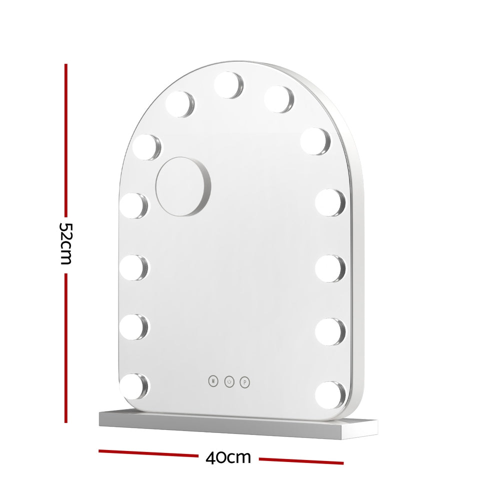 Makeup Mirrors: Embellir Makeup Mirror 40x50cm Dressing Vanity LED Bulb Light with 5x Magnification White Arch