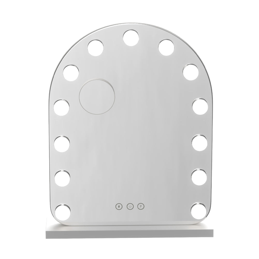 Makeup Mirrors: Embellir Makeup Mirror 40x50cm Dressing Vanity LED Bulb Light with 5x Magnification White Arch