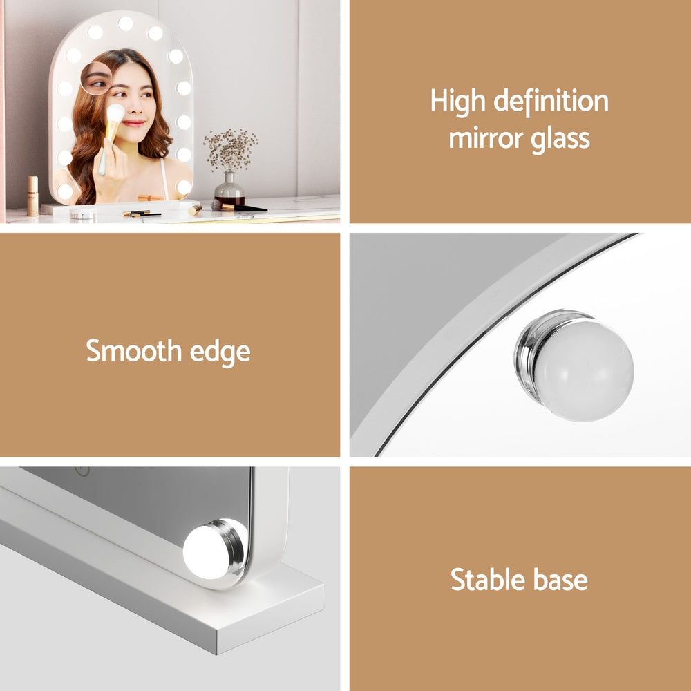 Makeup Mirrors: Embellir Makeup Mirror 40x50cm Dressing Vanity LED Bulb Light with 5x Magnification White Arch
