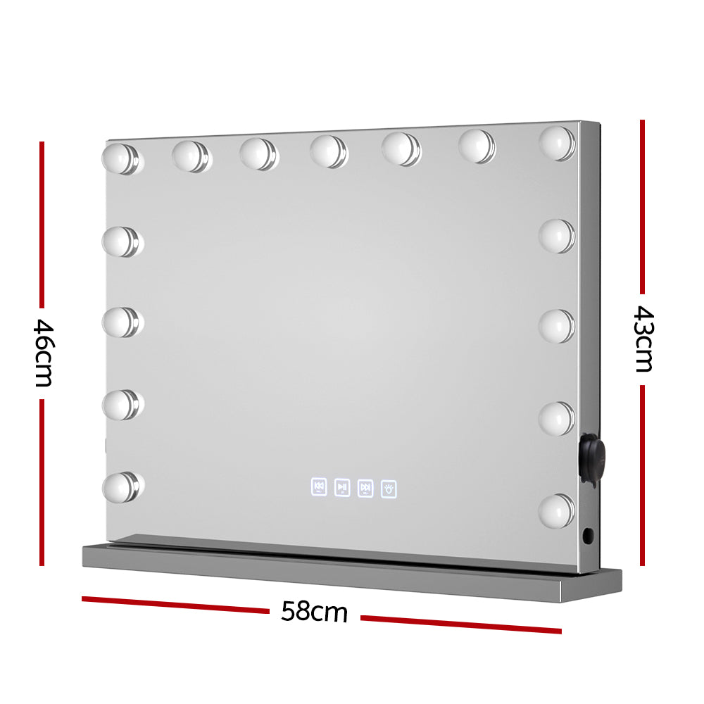 Mirrors: Embellir Bluetooth Makeup Mirror 58x46cm Hollywood Vanity with LED Light Wall