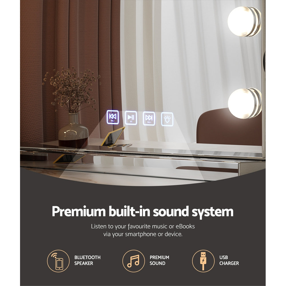 Mirrors: Embellir Bluetooth Makeup Mirror 58x46cm Hollywood Vanity with LED Light Wall