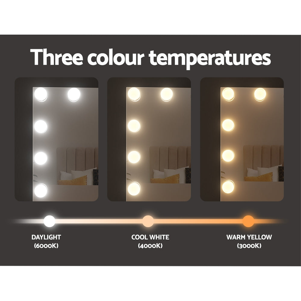 Mirrors: Embellir Bluetooth Makeup Mirror 58x46cm Hollywood Vanity with LED Light Wall