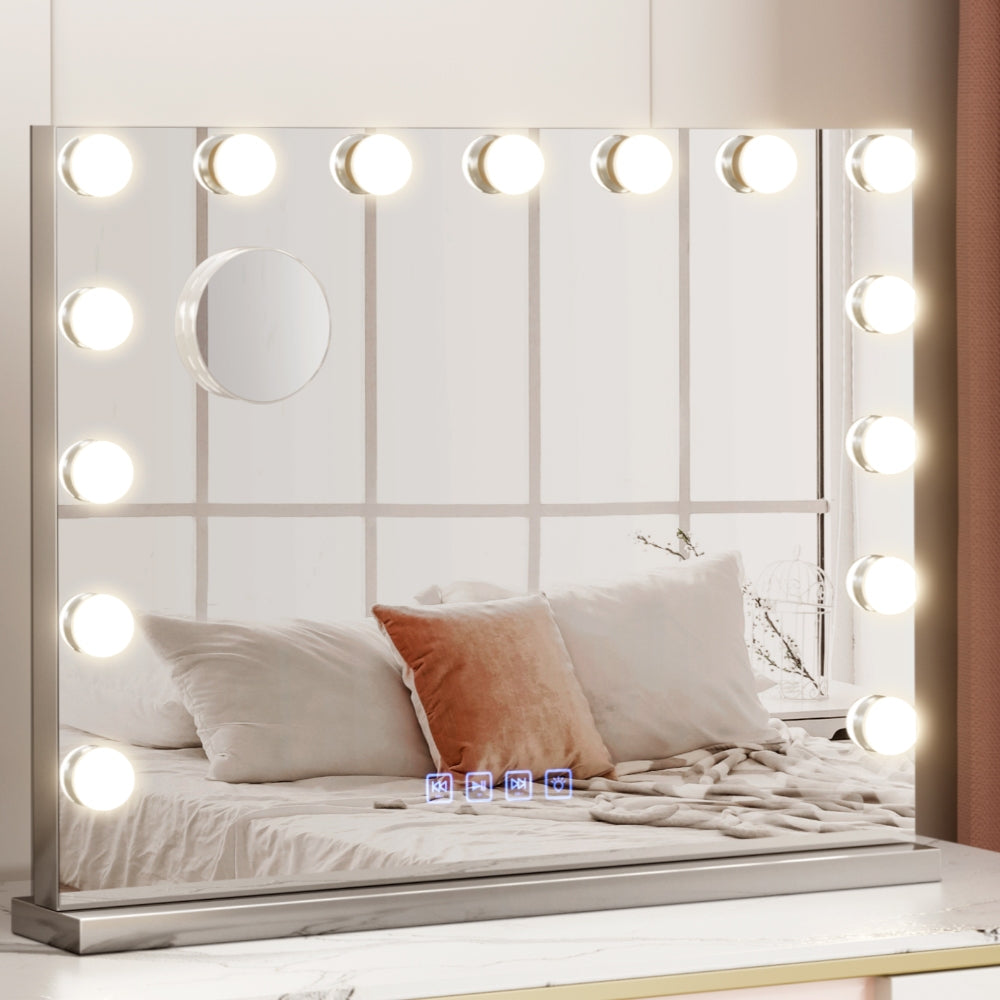 Mirrors: Embellir Bluetooth Makeup Mirror 58x46cm Hollywood Vanity with LED Light Wall