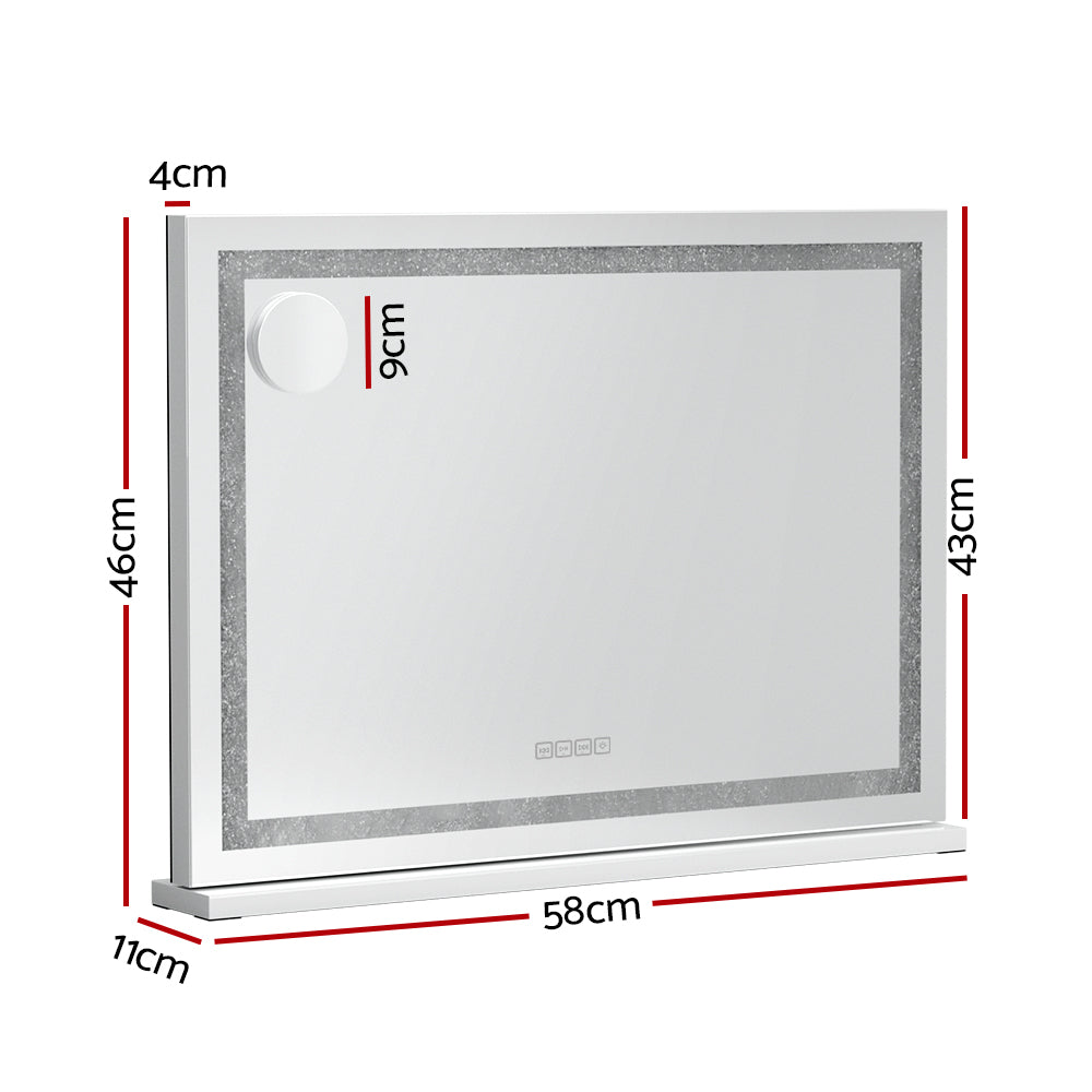 Mirrors: Embellir Bluetooth Makeup Mirror 58x46cm Hollywood Vanity with LED Light Crystal