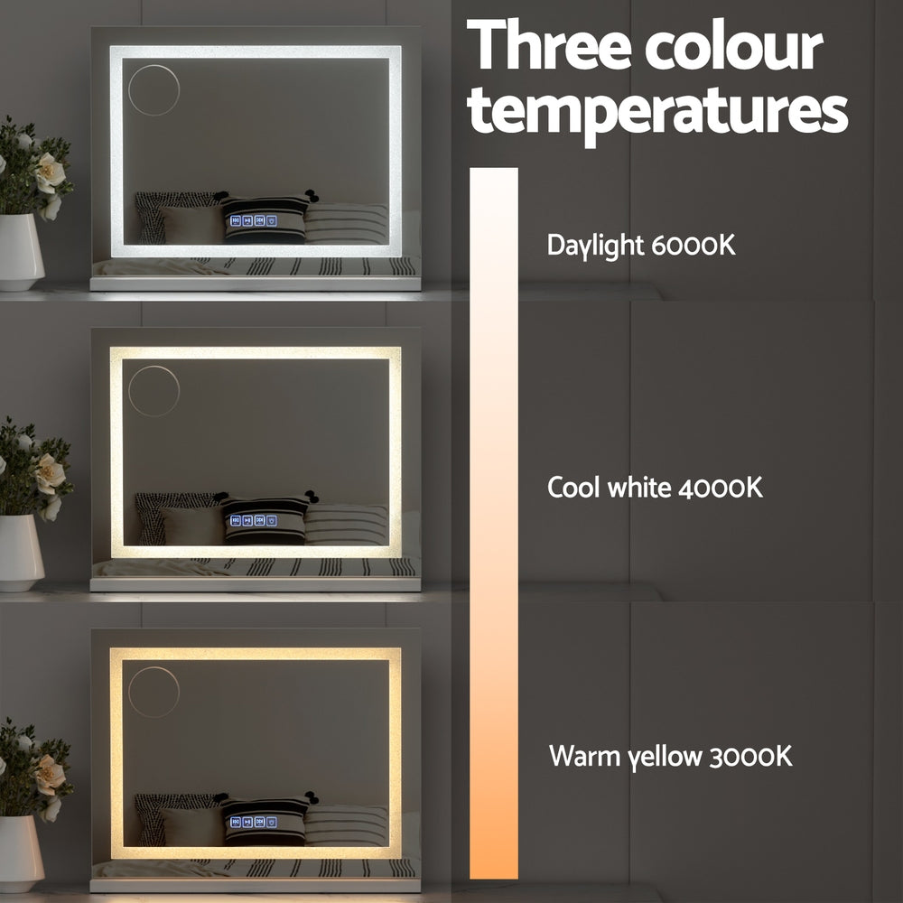 Mirrors: Embellir Bluetooth Makeup Mirror 58x46cm Hollywood Vanity with LED Light Crystal
