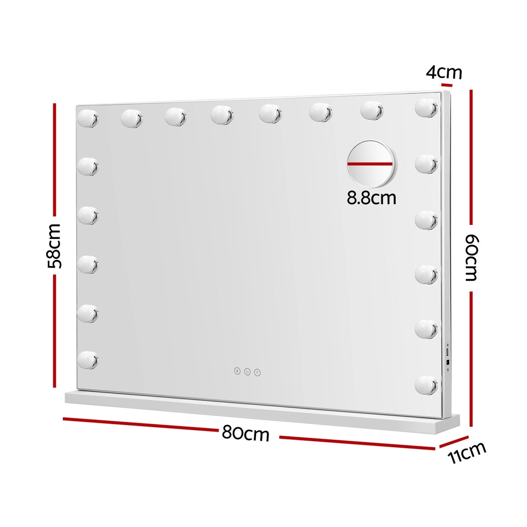 Mirrors: Embellir Makeup Mirror 80x58cm Hollywood Vanity with LED Light Tabletop Wall
