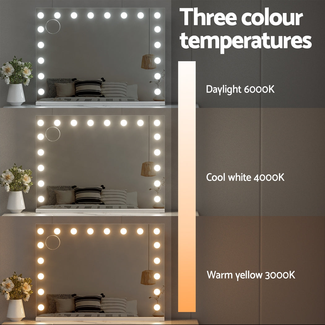 Mirrors: Embellir Makeup Mirror 80x58cm Hollywood Vanity with LED Light Tabletop Wall