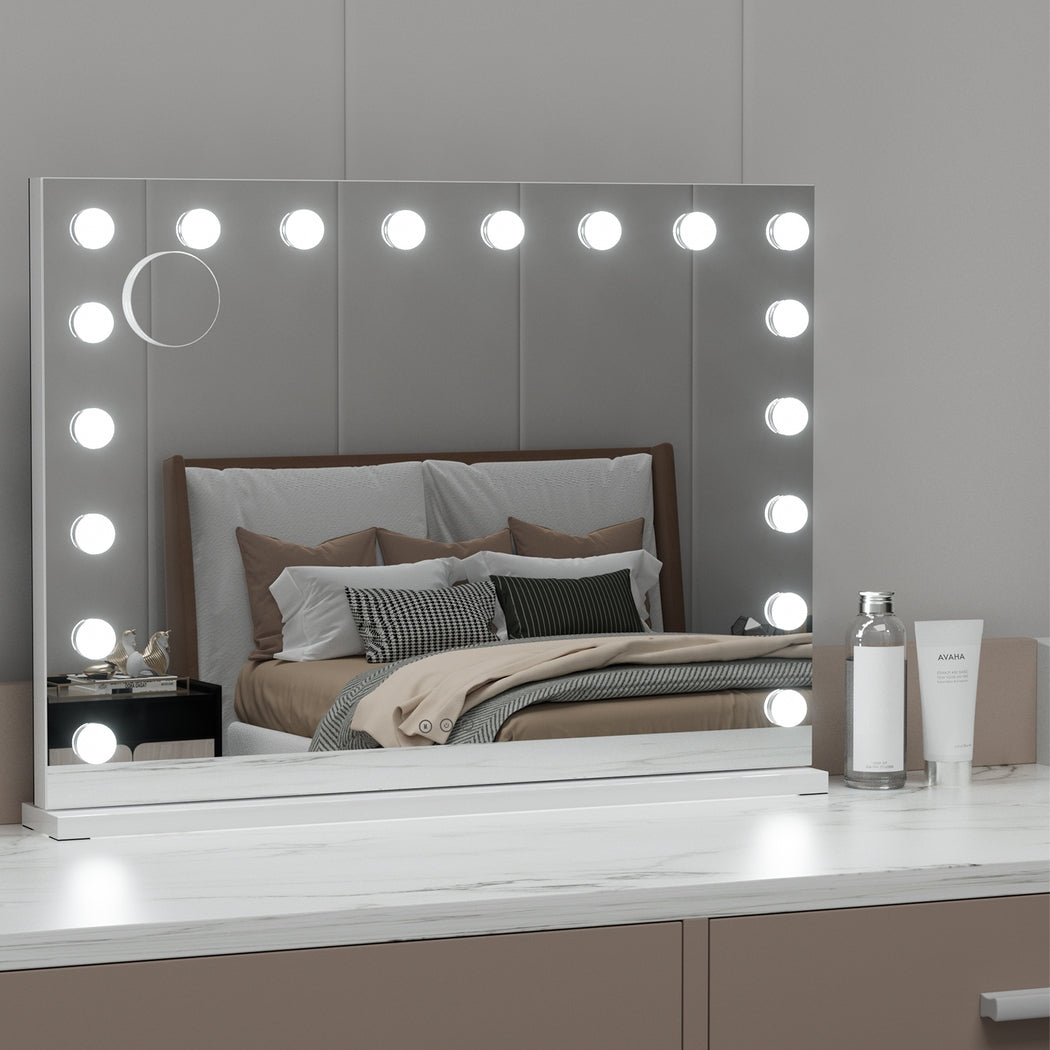 Mirrors: Embellir Makeup Mirror 80x58cm Hollywood Vanity with LED Light Tabletop Wall