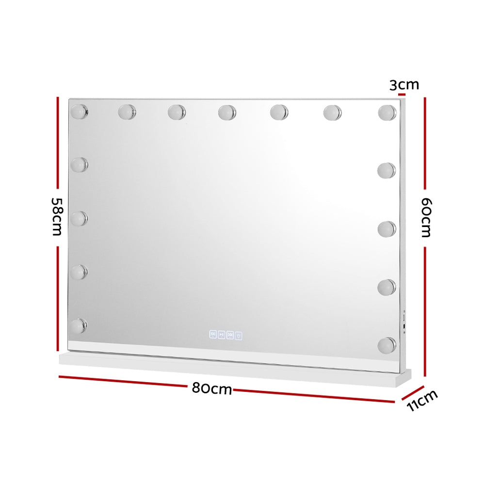 Mirrors: Embellir Bluetooth Makeup Mirror 80x58cm Hollywood Vanity with LED Light Wall