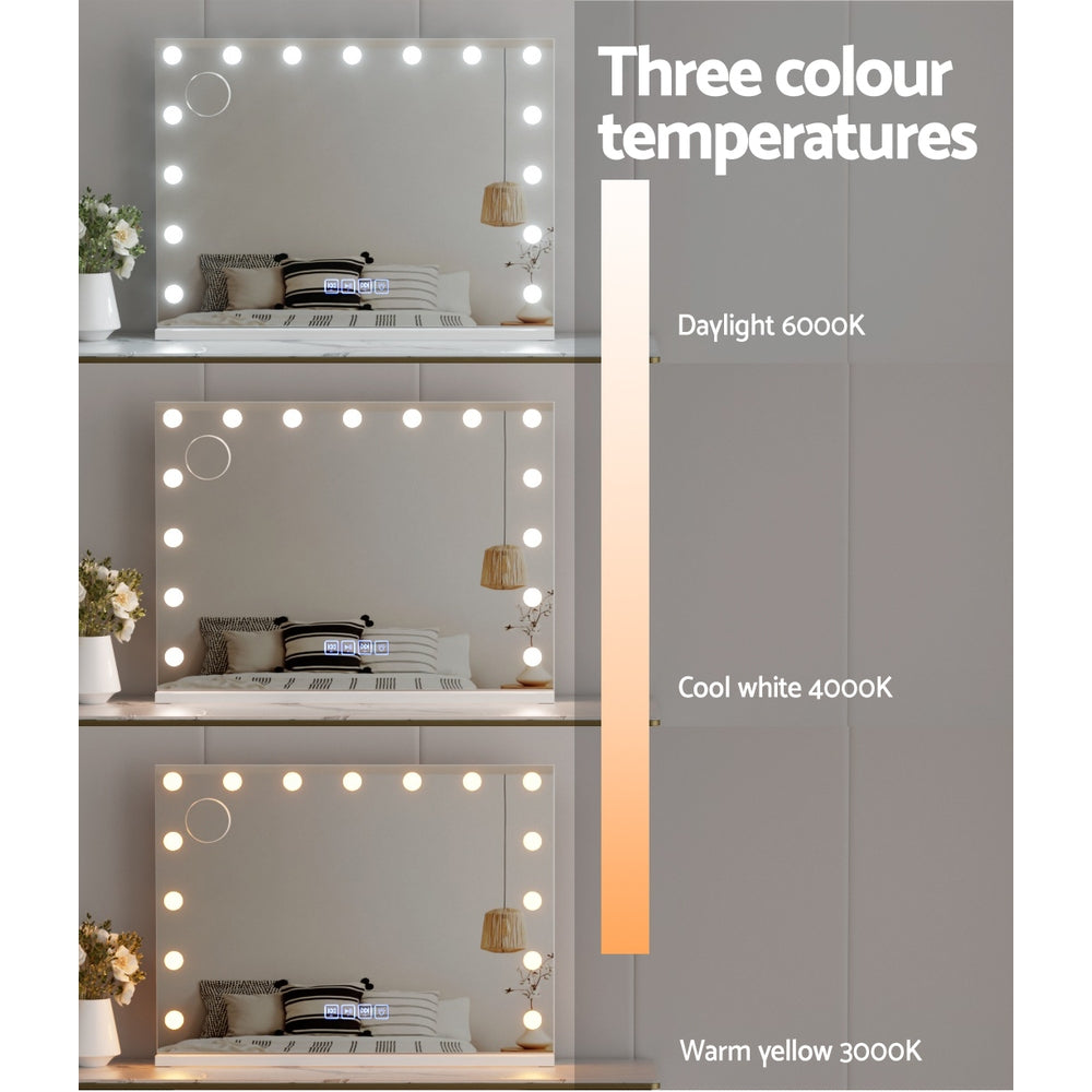 Mirrors: Embellir Bluetooth Makeup Mirror 80x58cm Hollywood Vanity with LED Light Wall