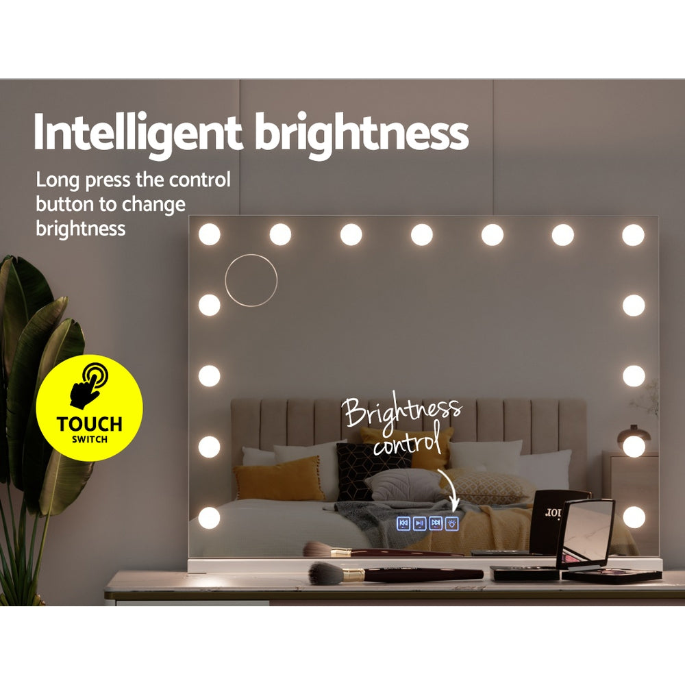Mirrors: Embellir Bluetooth Makeup Mirror 80x58cm Hollywood Vanity with LED Light Wall