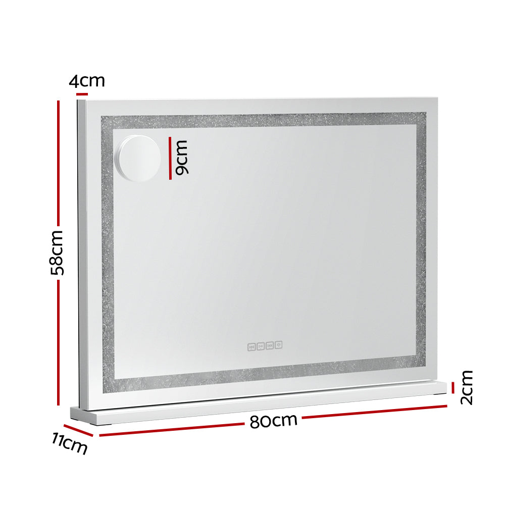 Mirrors: Embellir Bluetooth Makeup Mirror 80x58cm Hollywood Vanity with LED Light Crystal