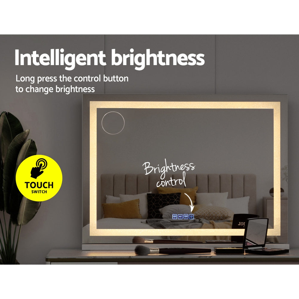 Mirrors: Embellir Bluetooth Makeup Mirror 80x58cm Hollywood Vanity with LED Light Crystal