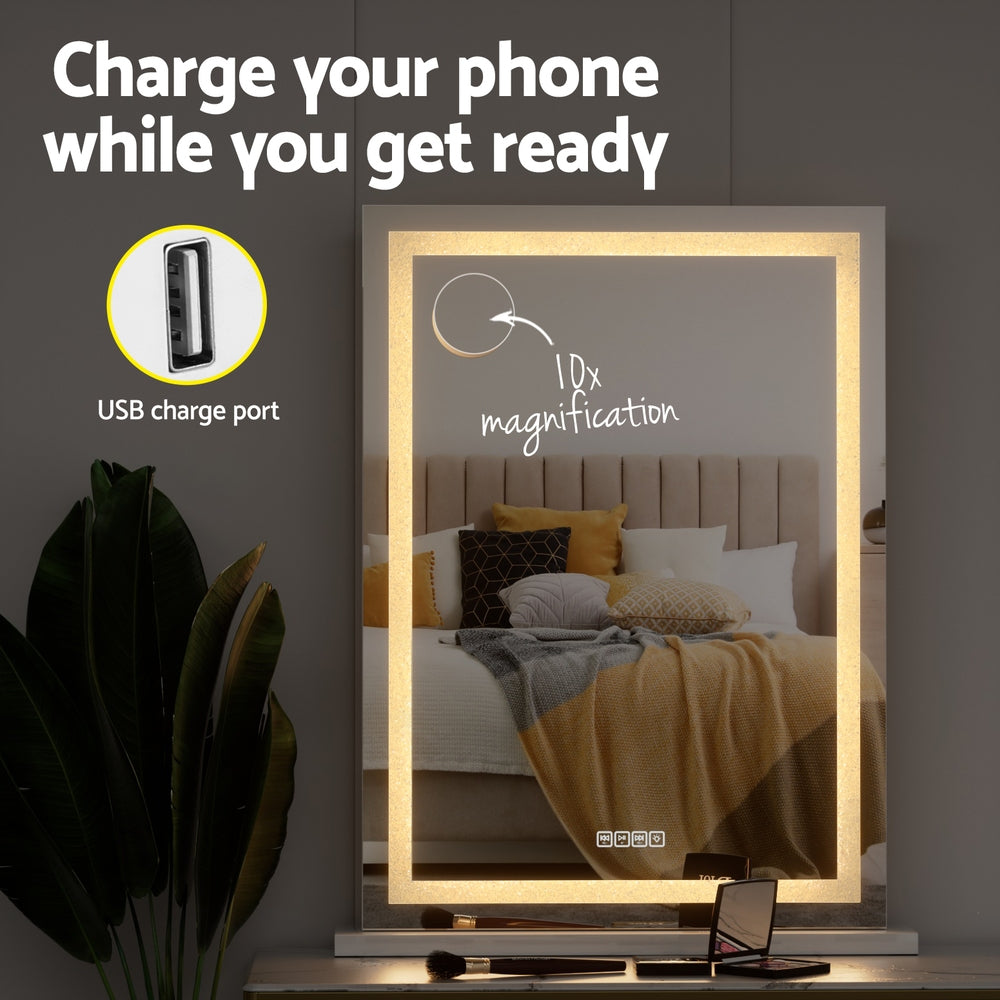 Mirrors: Embellir Bluetooth Makeup Mirror 58x80cm Hollywood Vanity with LED Light Crystal