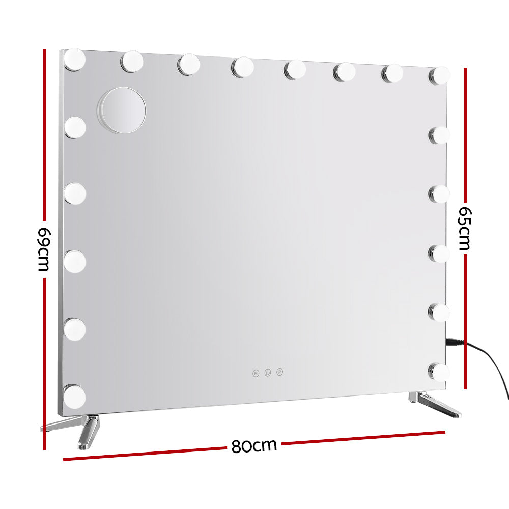 Mirrors: 80x65cm Embellir Makeup Mirror Hollywood Vanity with LED Light Silver Legs