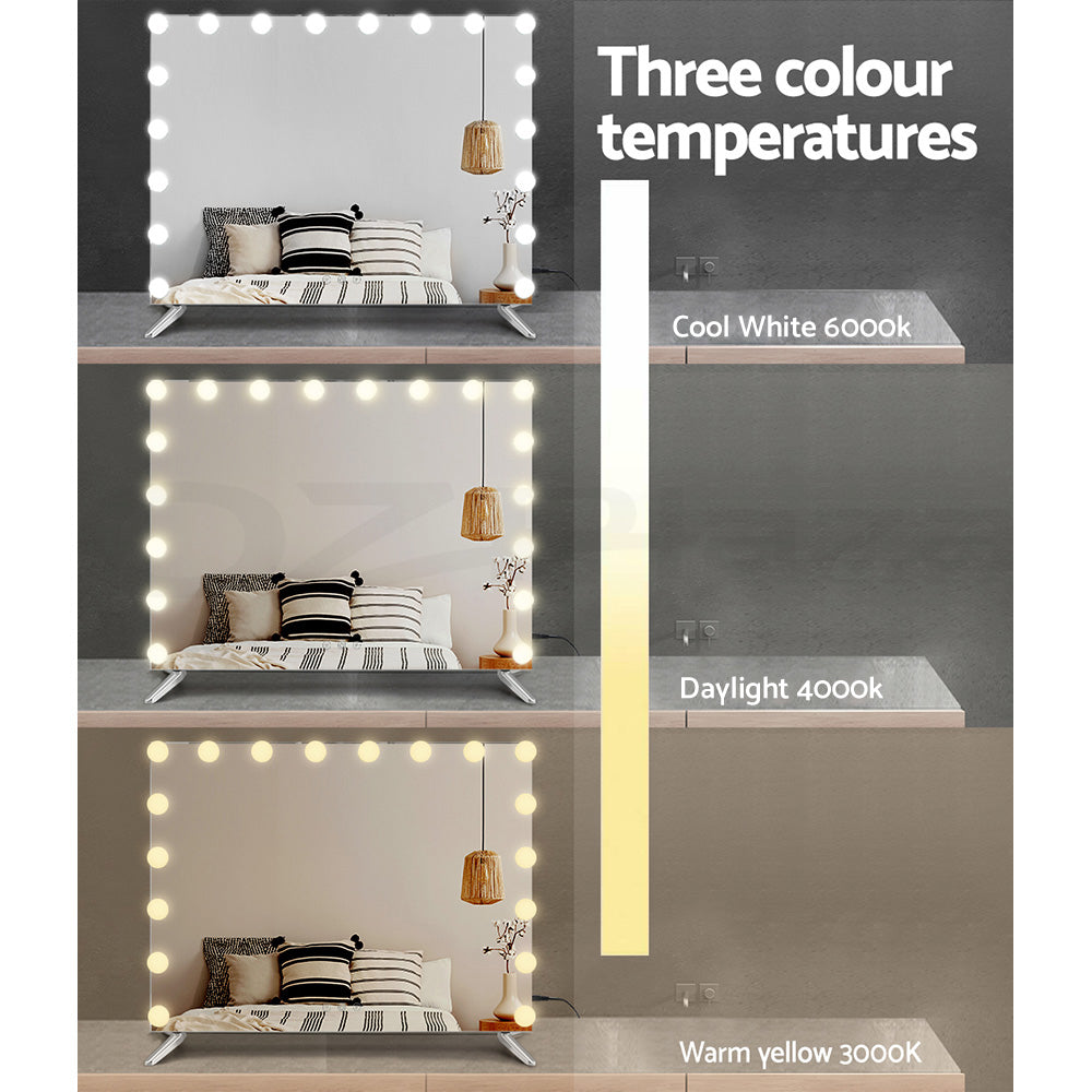 Mirrors: 80x65cm Embellir Makeup Mirror Hollywood Vanity with LED Light Silver Legs