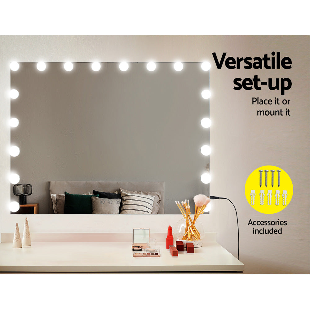 Mirrors: 80x65cm Embellir Makeup Mirror Hollywood Vanity with LED Light Silver Legs