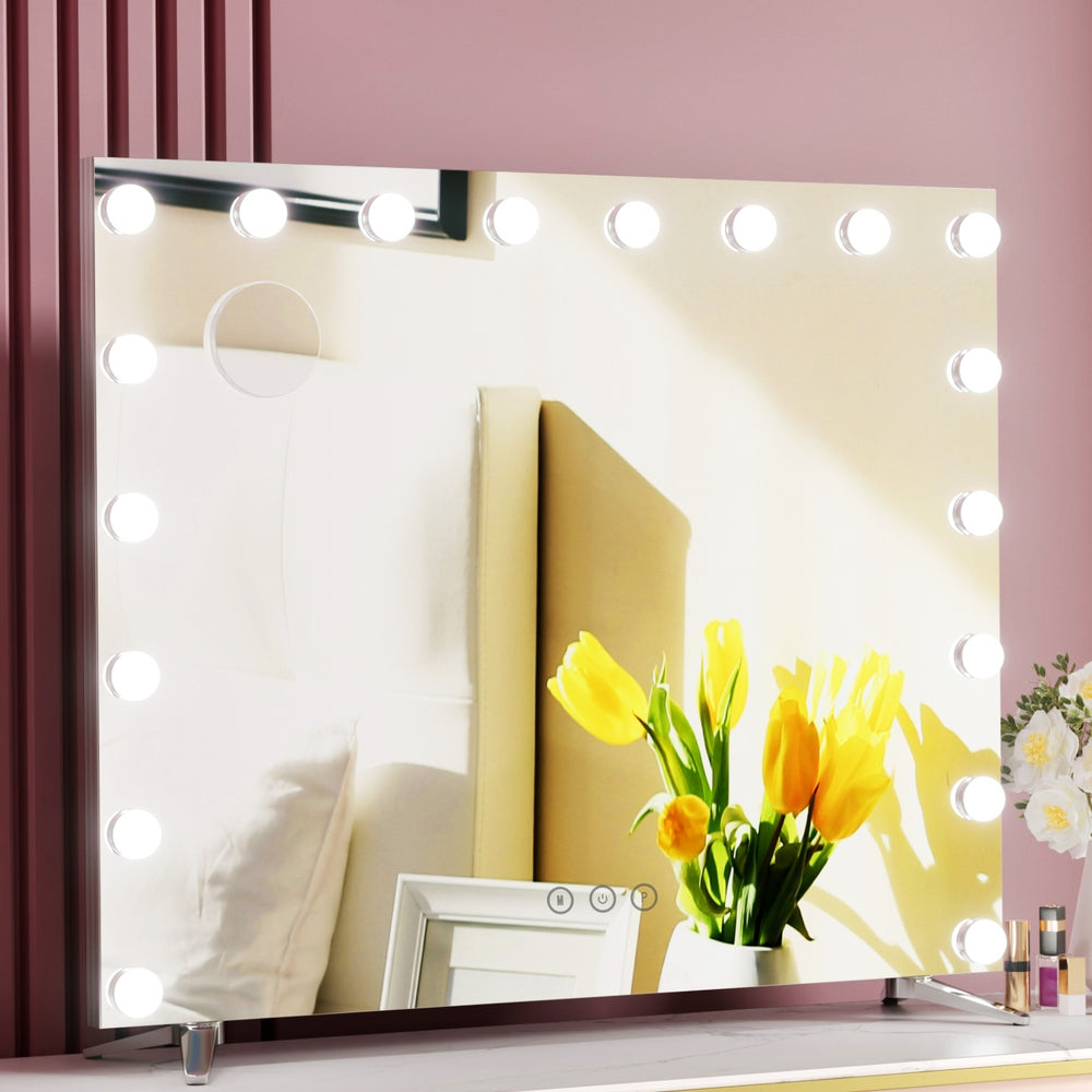 Mirrors: 80x65cm Embellir Makeup Mirror Hollywood Vanity with LED Light Silver Legs