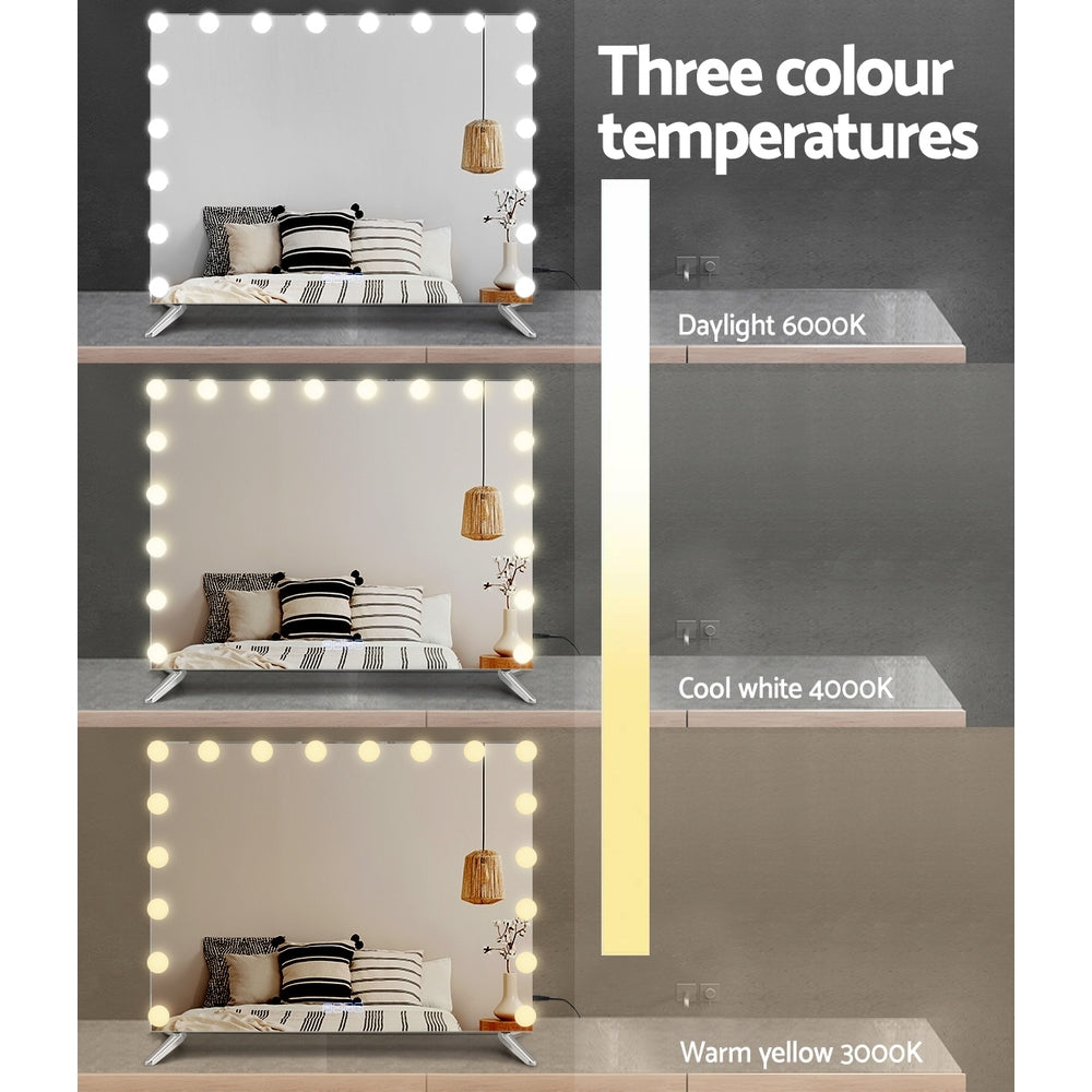 Mirrors: Embellir Bluetooth Makeup Mirror 80x65cm Hollywood Vanity with LED Light Wall