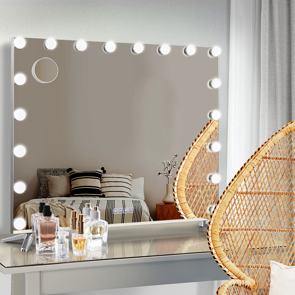 Mirrors: Embellir Bluetooth Makeup Mirror 80x65cm Hollywood Vanity with LED Light Wall