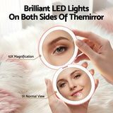 Makeup Mirrors: Embellir LED Compact Mirror Lighted Travel Makeup Mirror Pocket-Sized 1x 10x Magnification Round Pink