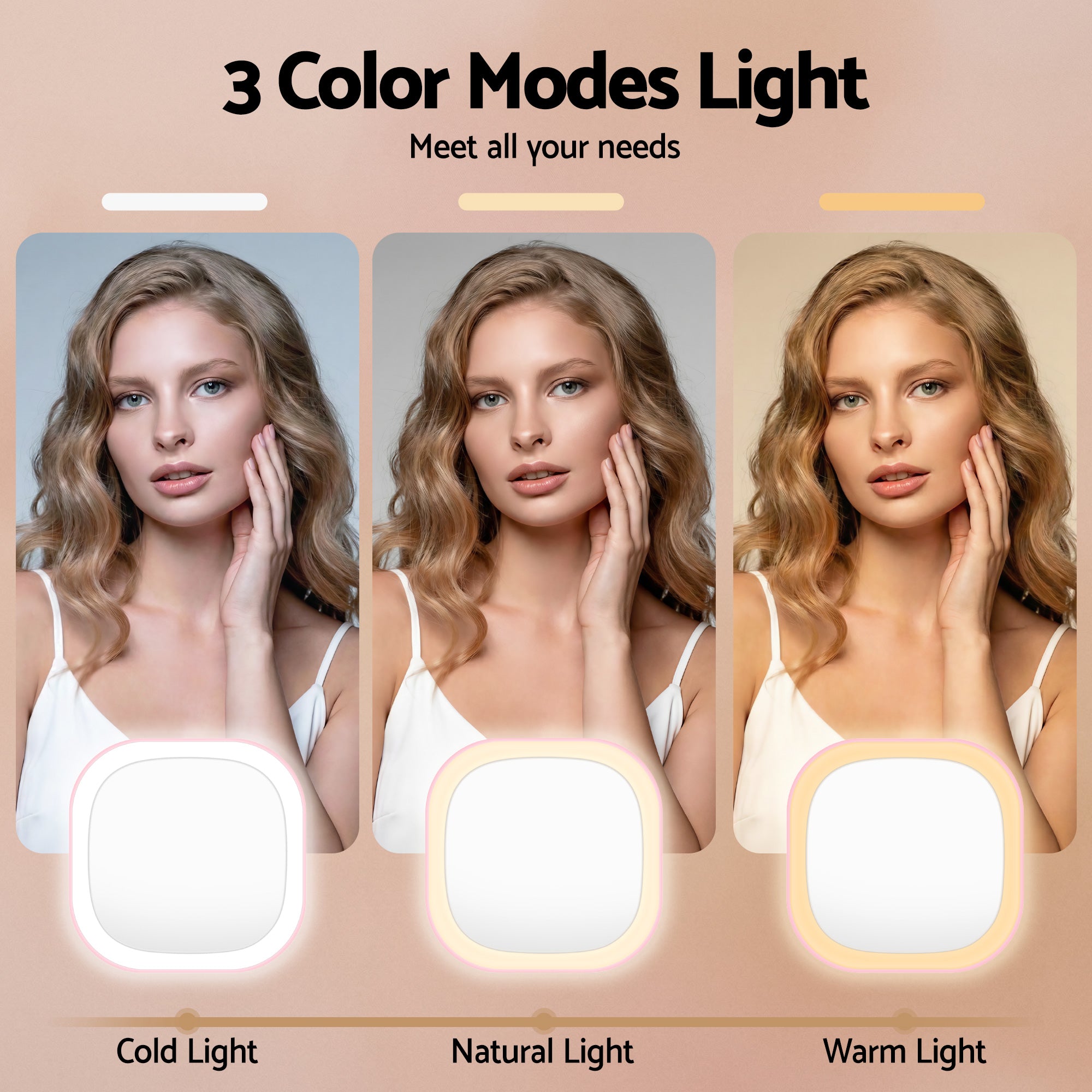 Makeup Mirrors: Embellir LED Compact Mirror Lighted Travel Makeup Mirror Pocket-Sized 1x 10x Magnification Square Pink