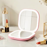 Makeup Mirrors: Embellir LED Compact Mirror Lighted Travel Makeup Mirror Pocket-Sized 1x 10x Magnification Square Pink