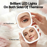 Makeup Mirrors: Embellir LED Compact Mirror Lighted Travel Makeup Mirror Pocket-Sized 1x 10x Magnification Square White