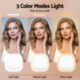 Makeup Mirrors: Embellir LED Compact Mirror Lighted Travel Makeup Mirror Pocket-Sized 1x 10x Magnification Square White
