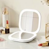 Makeup Mirrors: Embellir LED Compact Mirror Lighted Travel Makeup Mirror Pocket-Sized 1x 10x Magnification Square White