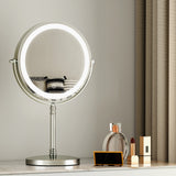 Makeup Mirrors: Embellir Makeup Mirror 20x20cm 10X Magnifying with LED Light Rotation Tabletop
