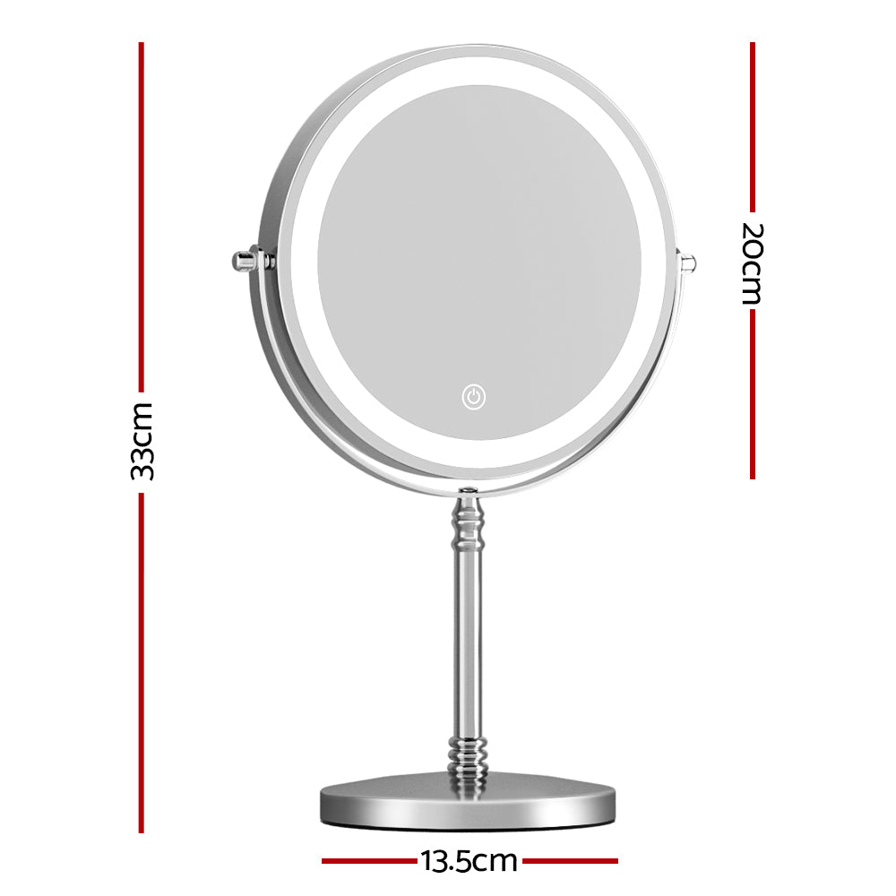 Makeup Mirrors: Embellir Makeup Mirror 20x20cm 10X Magnifying with LED Light Rotation Tabletop