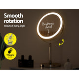 Makeup Mirrors: Embellir Makeup Mirror 20x20cm 10X Magnifying with LED Light Rotation Tabletop