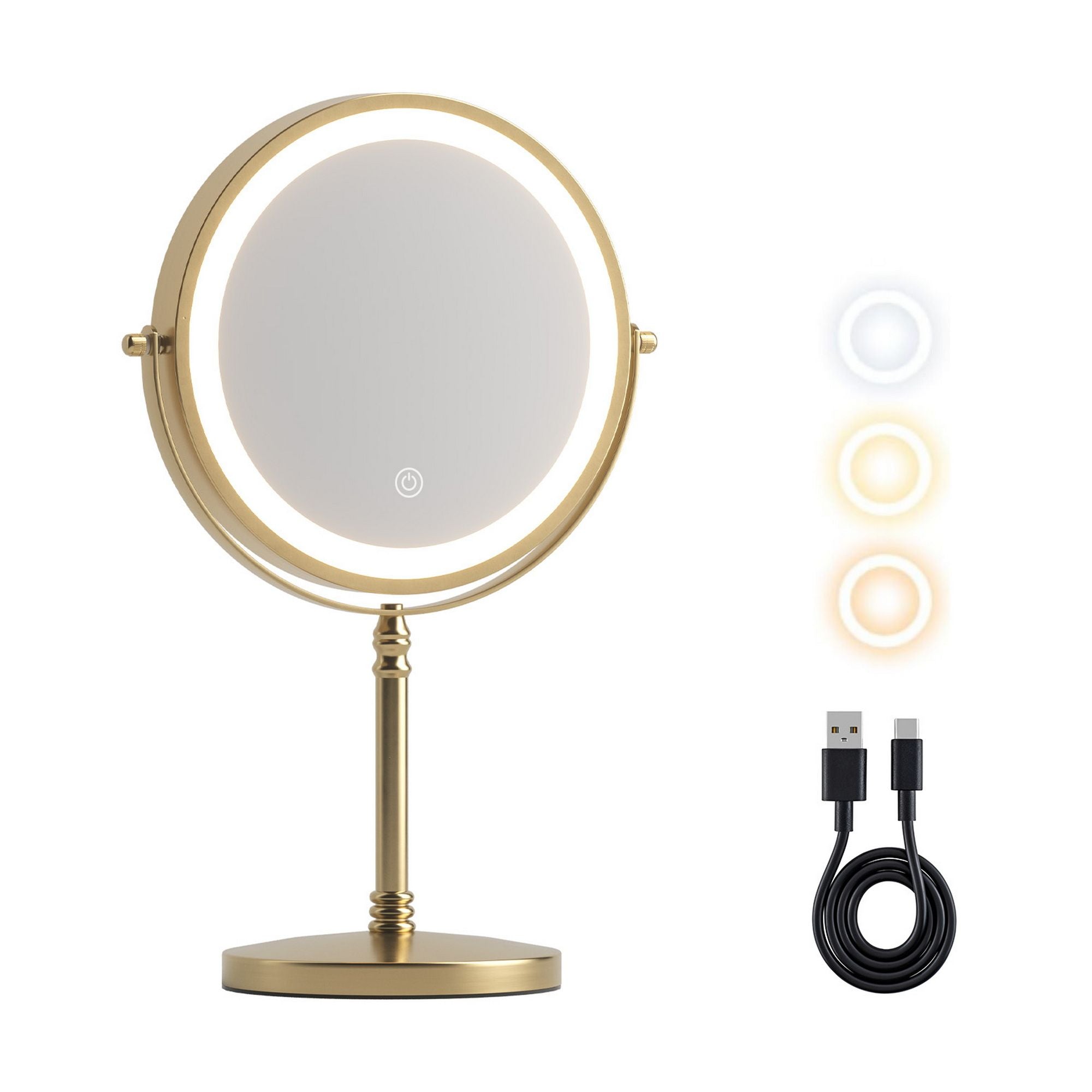 Embellir Lighted Makeup Mirror Rotation 10X Magnifying Double Sided Tabletop Gold