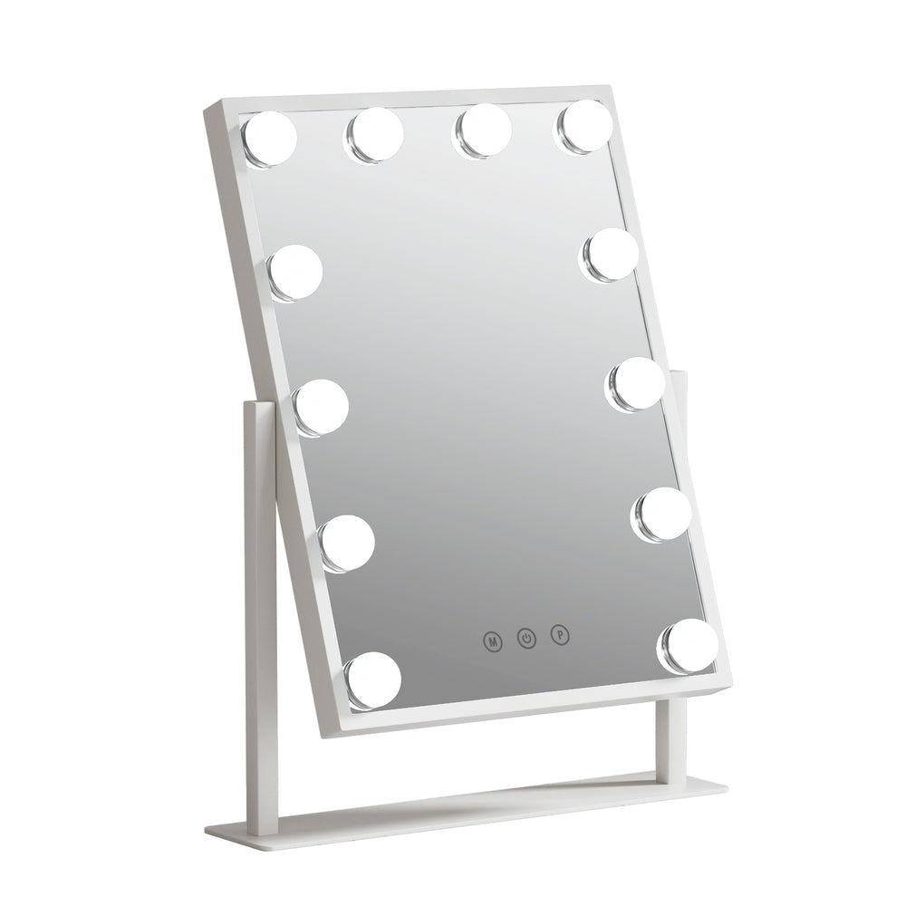 Makeup Mirrors: Embellir Makeup Mirror 30x41cm Hollywood Vanity with LED Light Rotation Tabletop